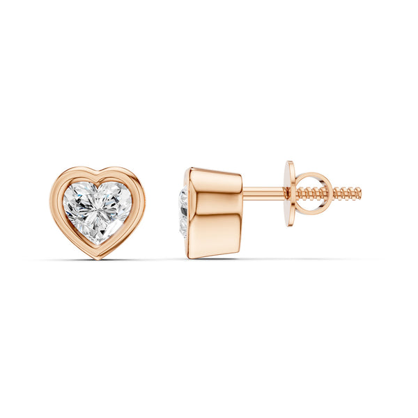 Faceted Bezel Heart Studs