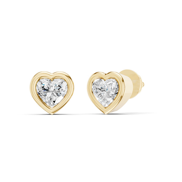 Faceted Bezel Heart Studs