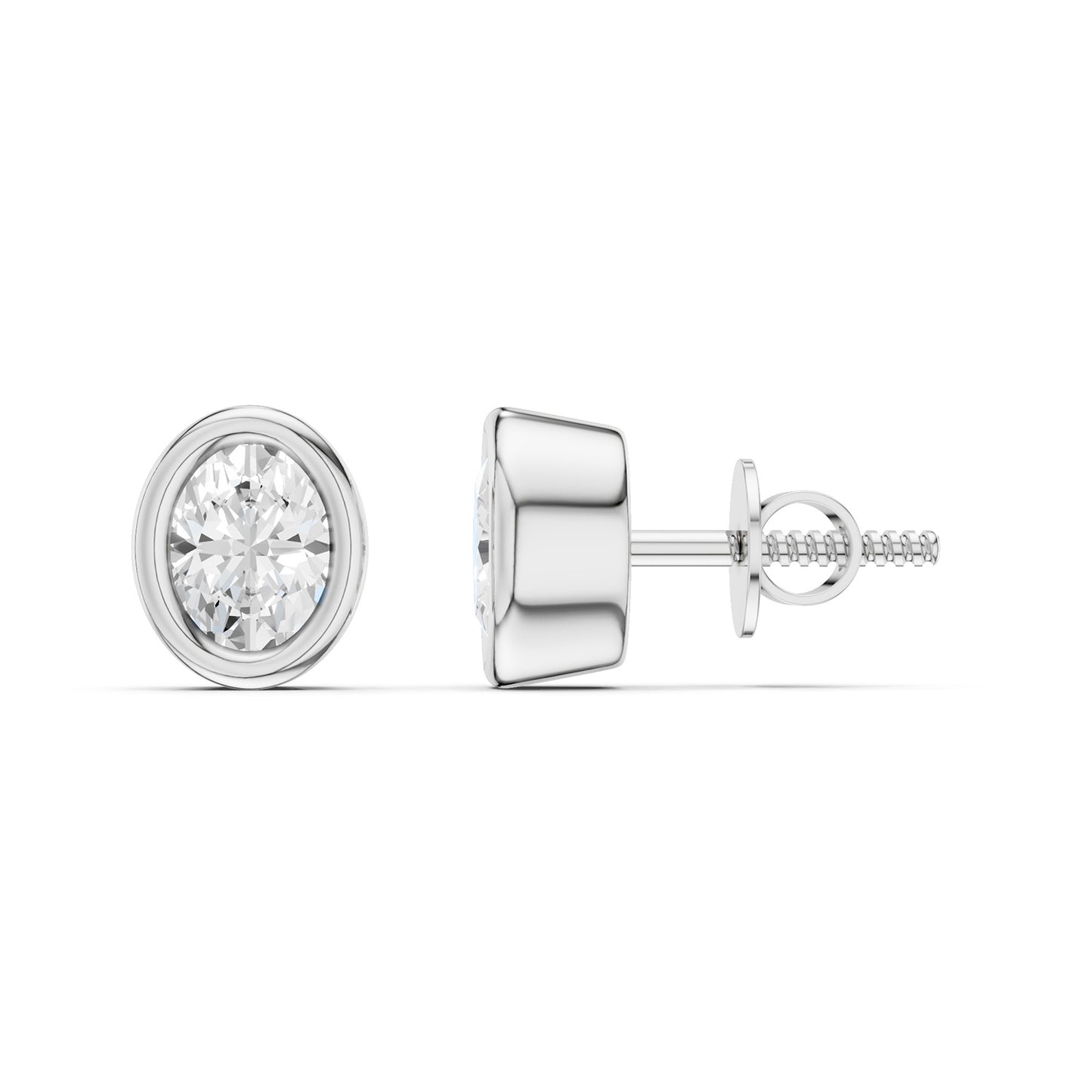 Faceted Bezel Oval Studs