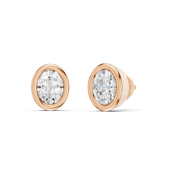Faceted Bezel Oval Studs