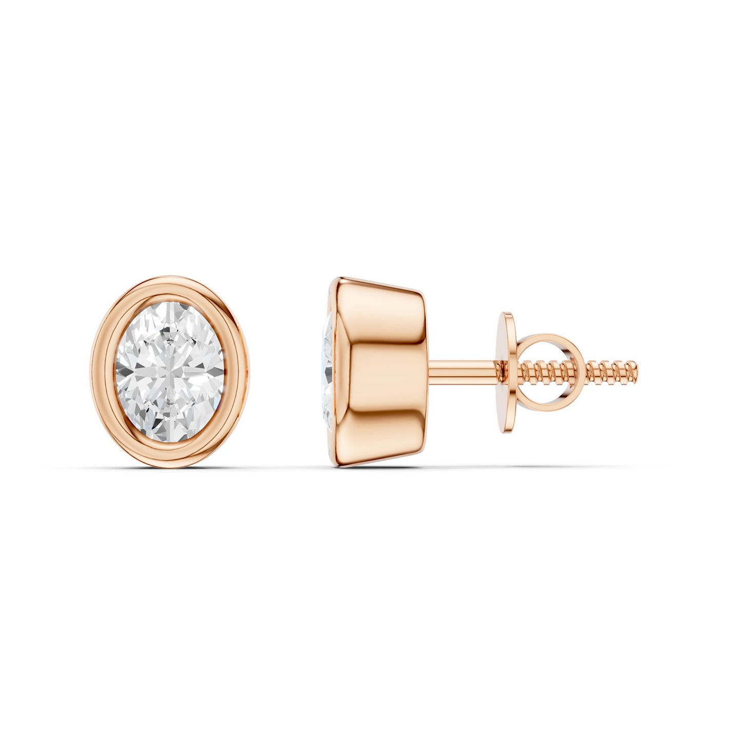 Faceted Bezel Oval Studs