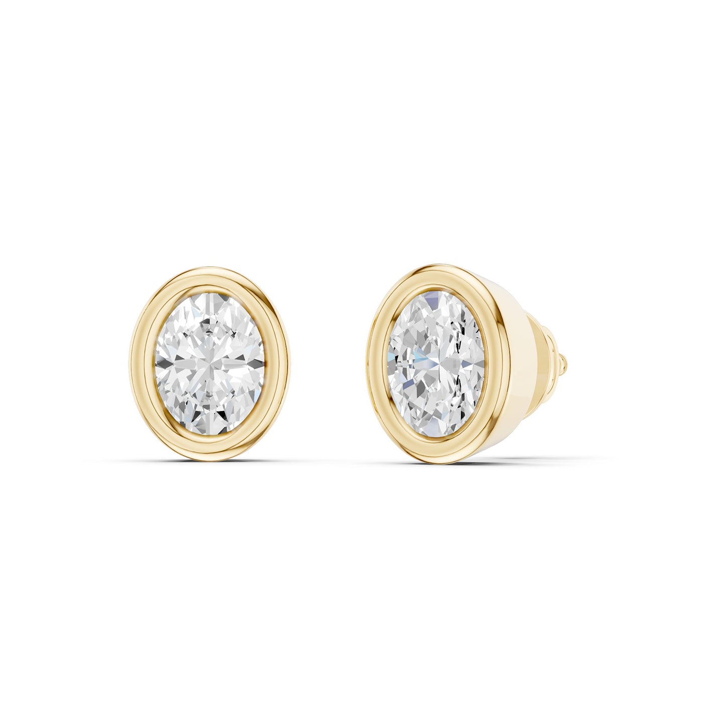 Faceted Bezel Oval Studs