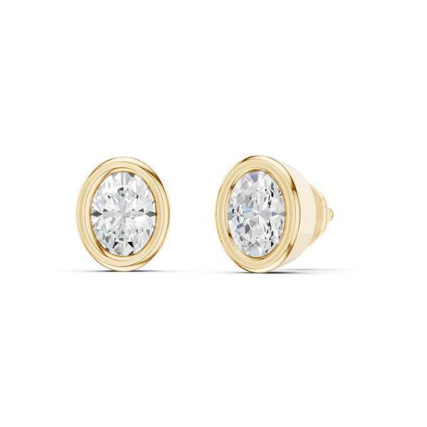 Faceted Bezel Oval Studs