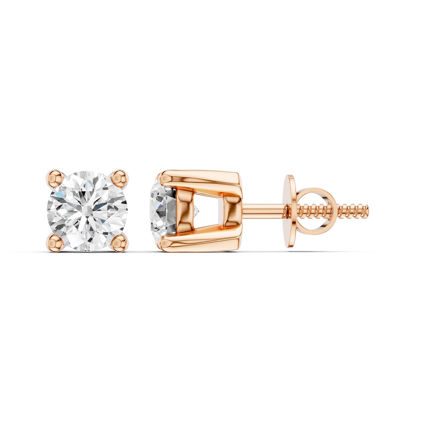 4-Prong Basket Round-Cut Studs