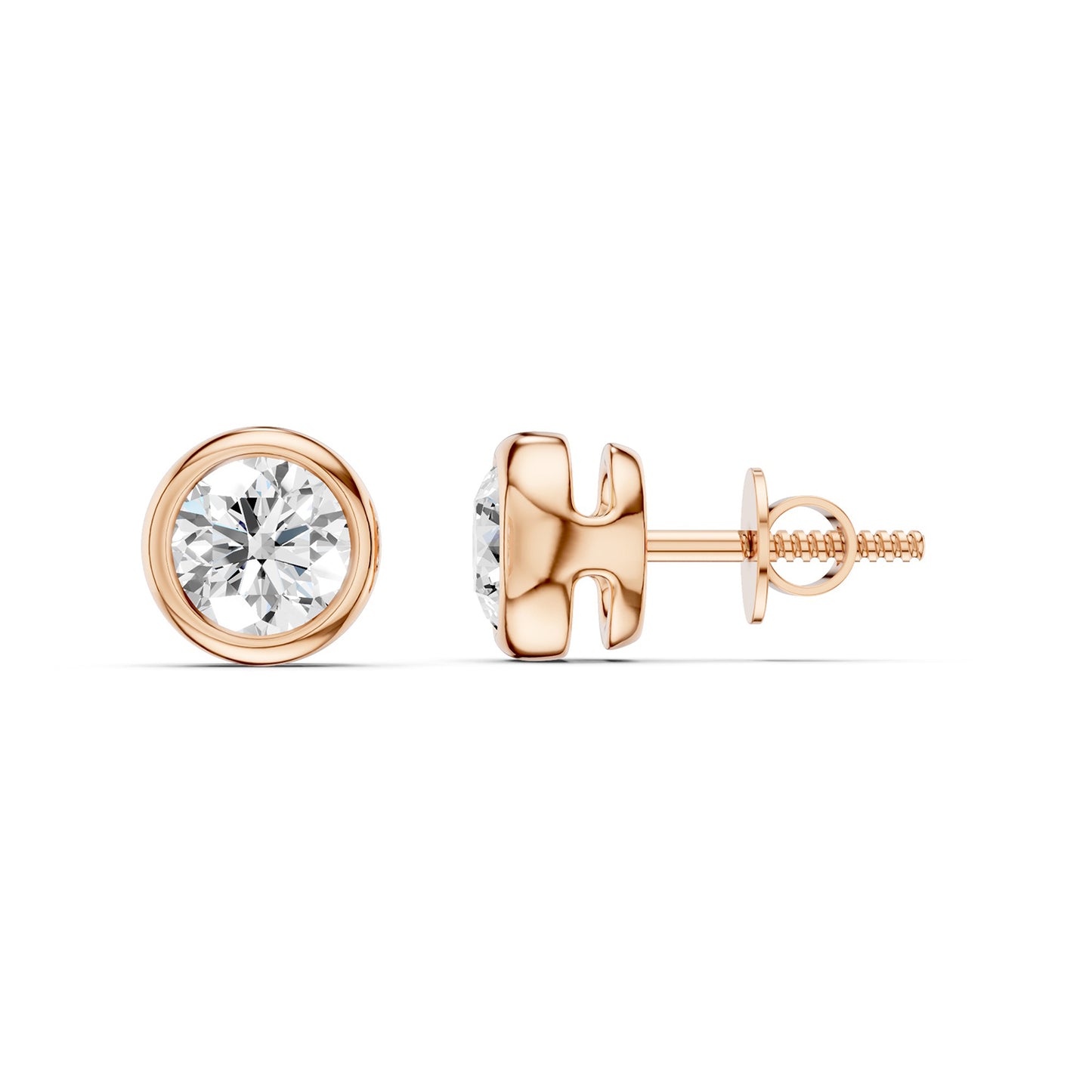 Faceted Open-H Bezel Round Studs