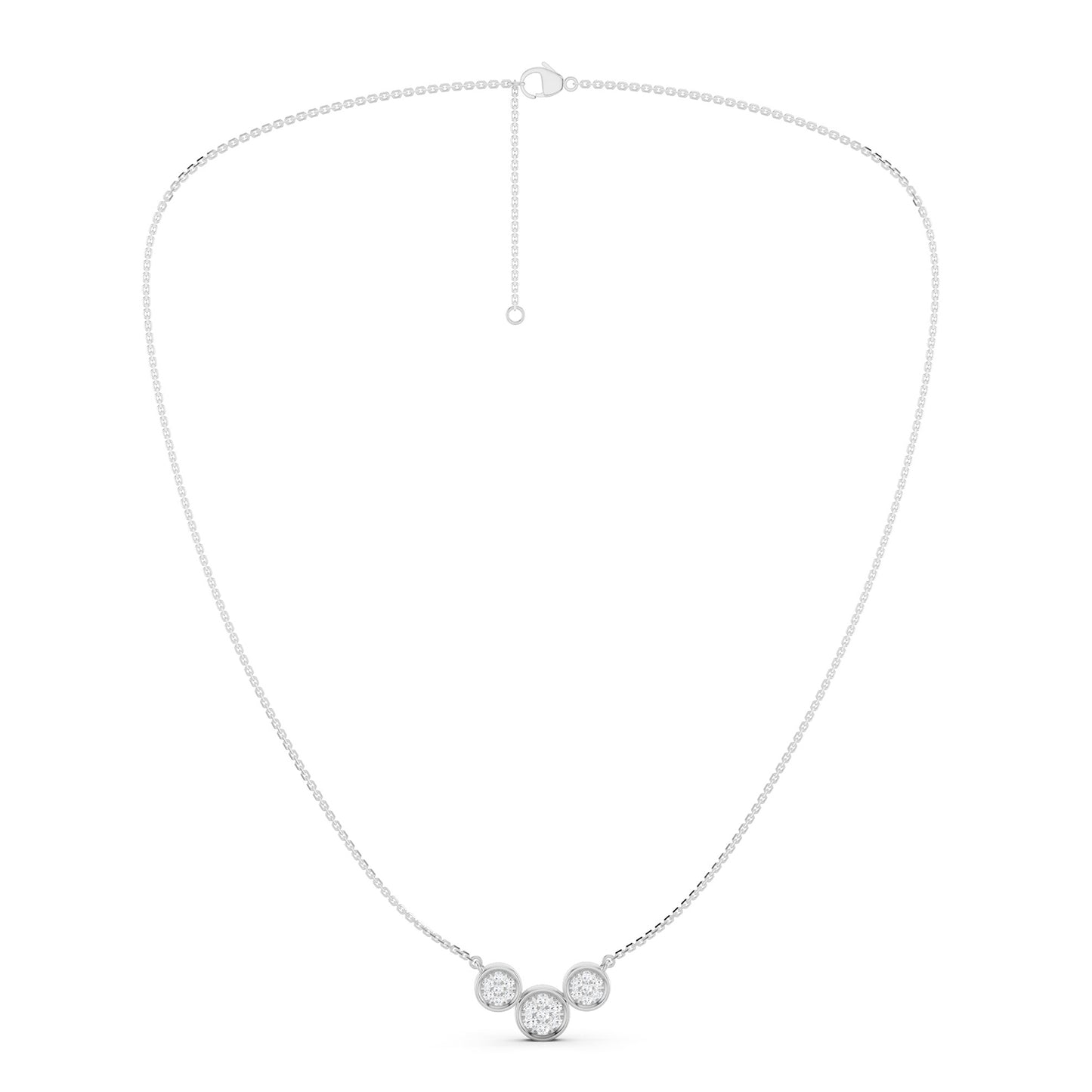 Radiant Trio Bezel Pendant Necklace