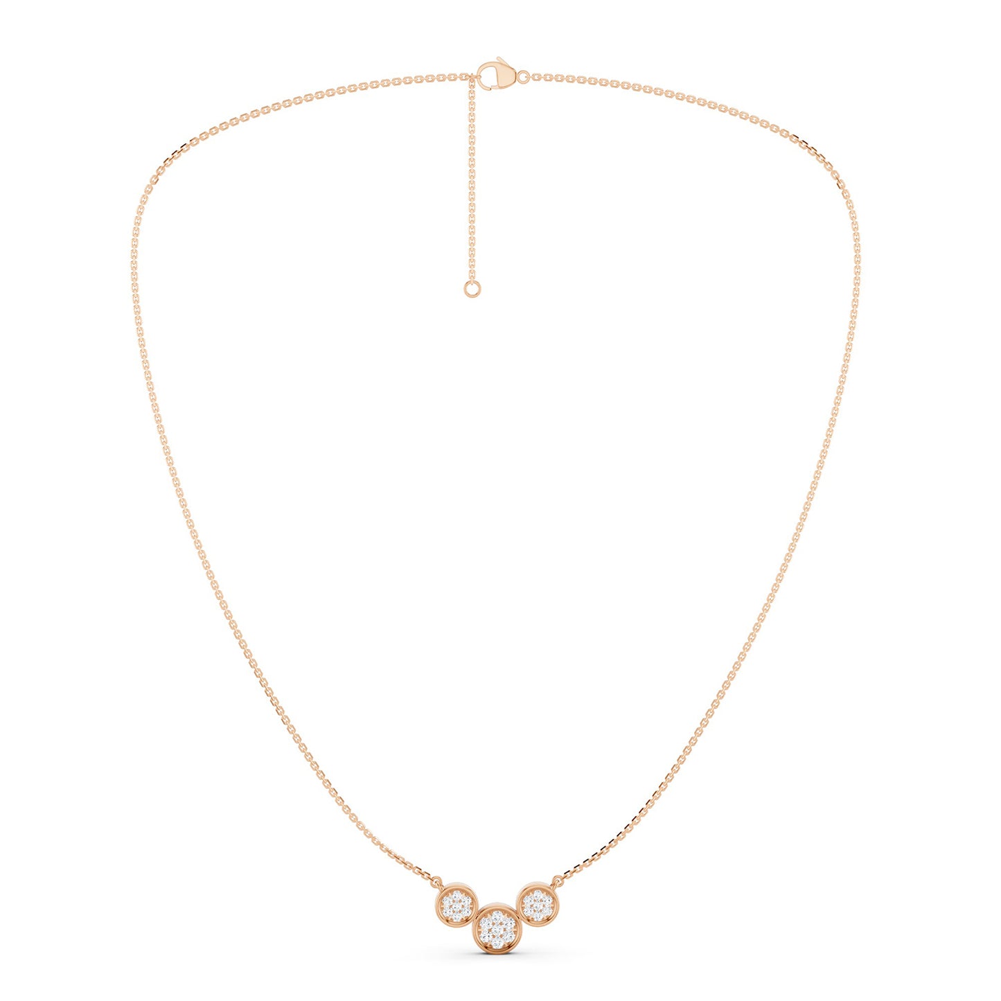 Radiant Trio Bezel Pendant Necklace