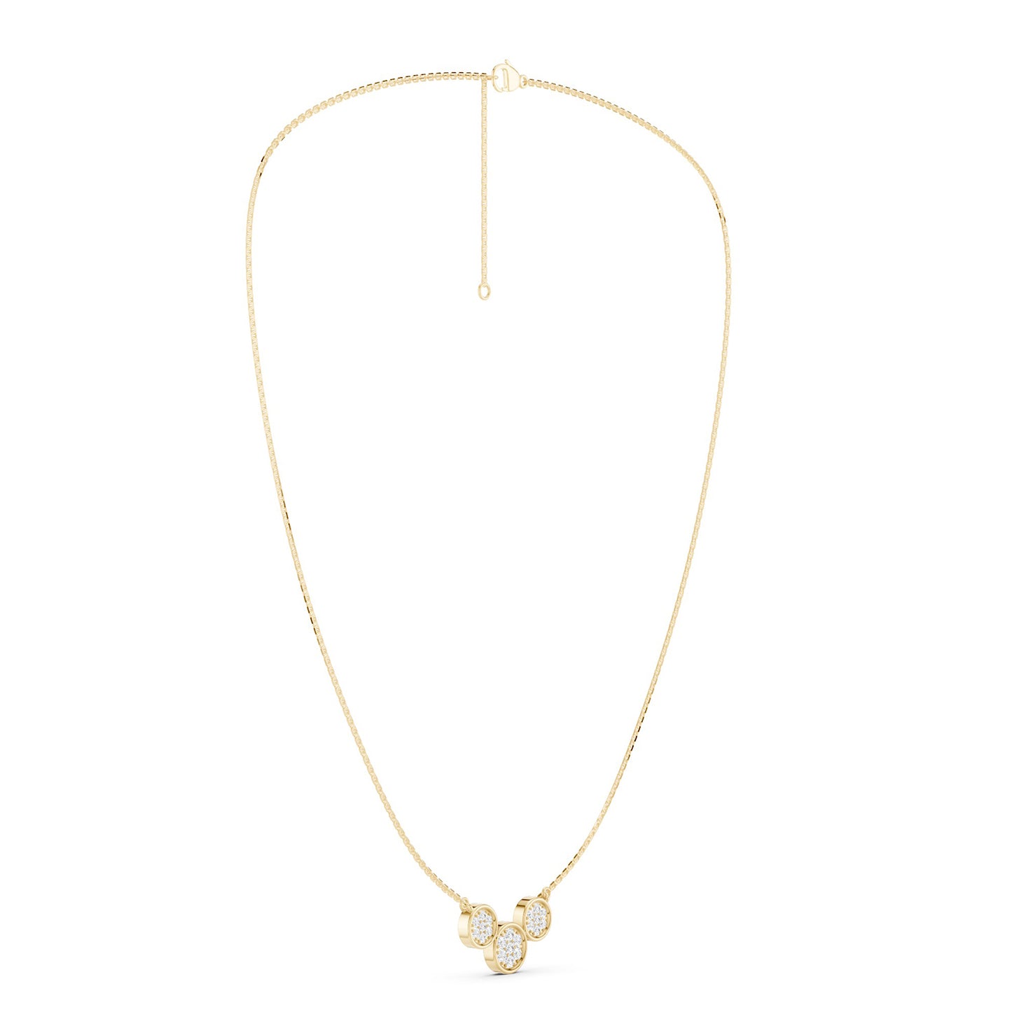 Radiant Trio Bezel Pendant Necklace