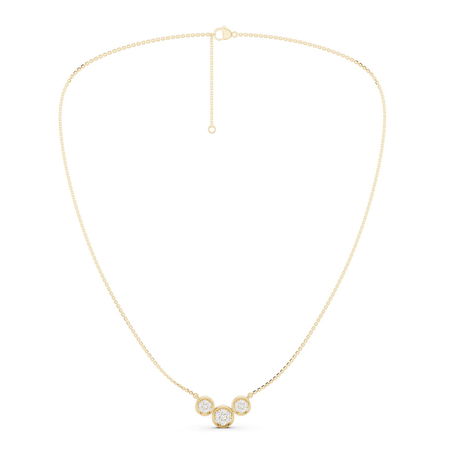 Radiant Trio Bezel Pendant Necklace