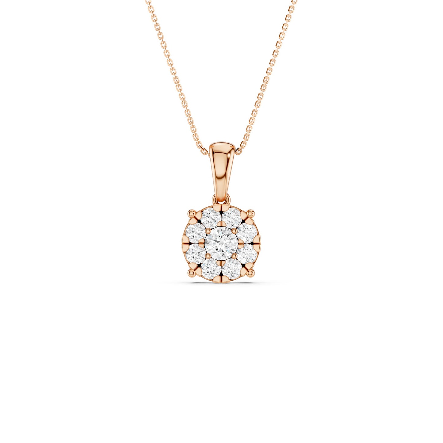 Round Cluster Double Prong Pendant