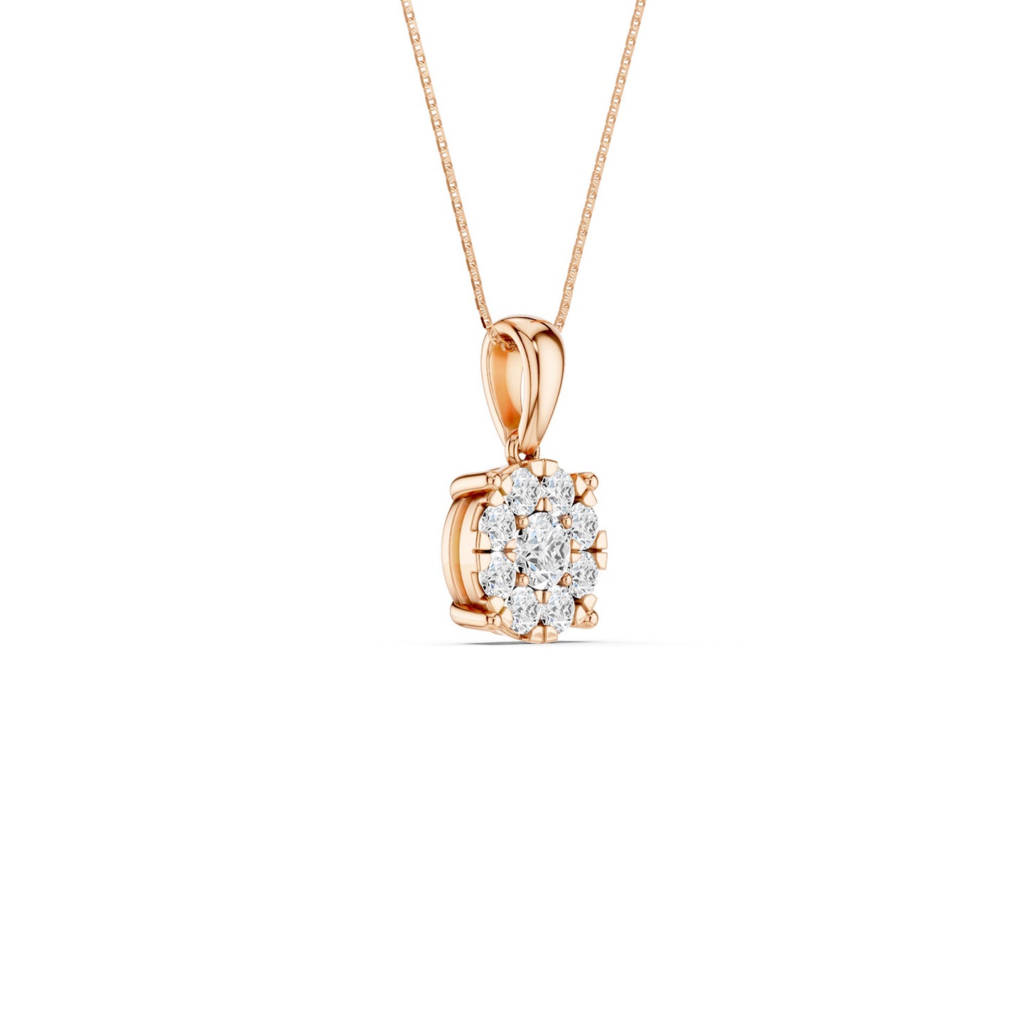 Round Cluster Double Prong Pendant