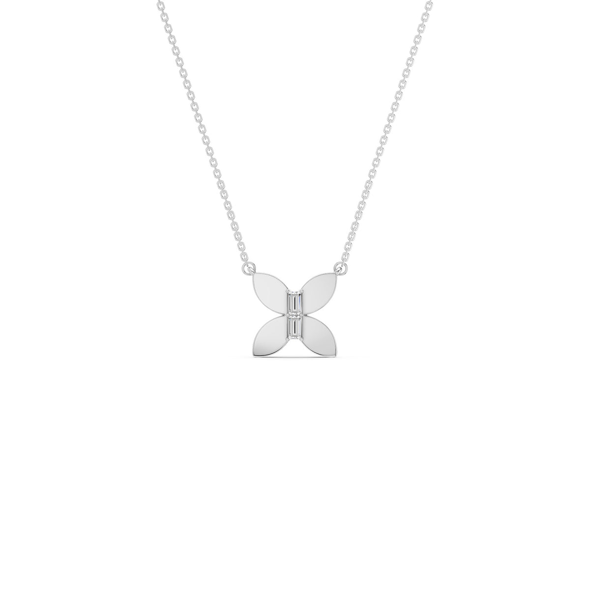 Butterfly Baguette Pendant Necklace