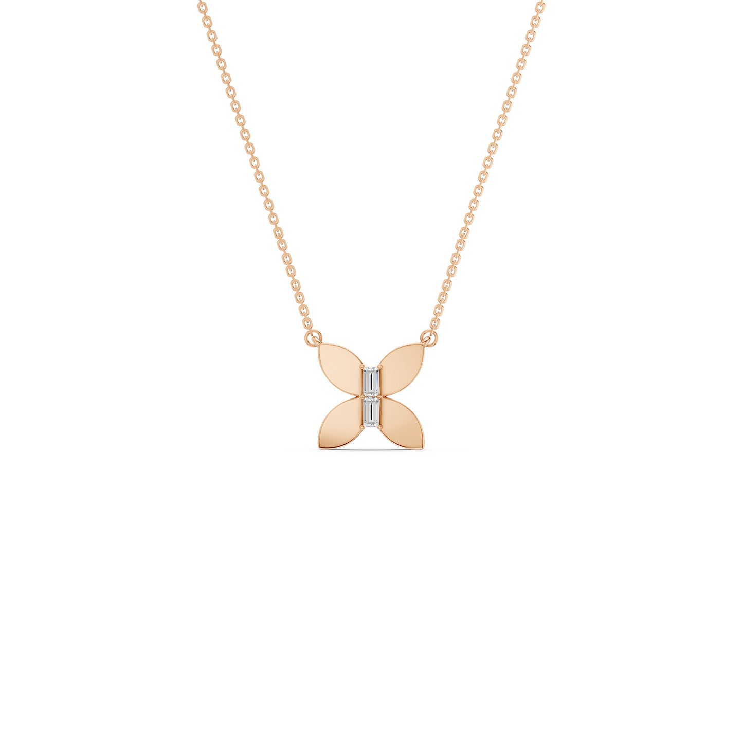 Butterfly Baguette Pendant Necklace