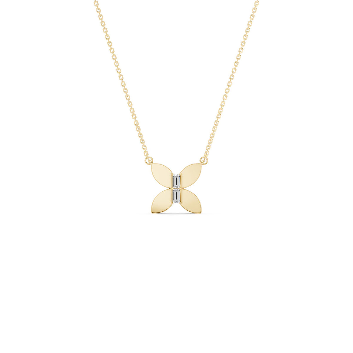 Butterfly Baguette Pendant Necklace