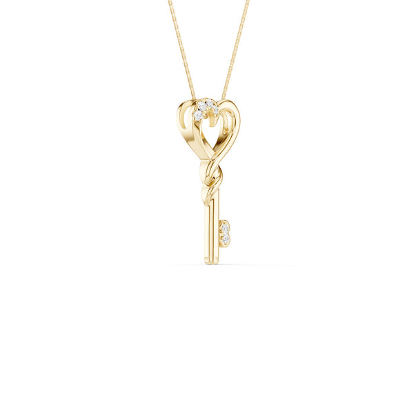 Twisted Heart Key Pendant