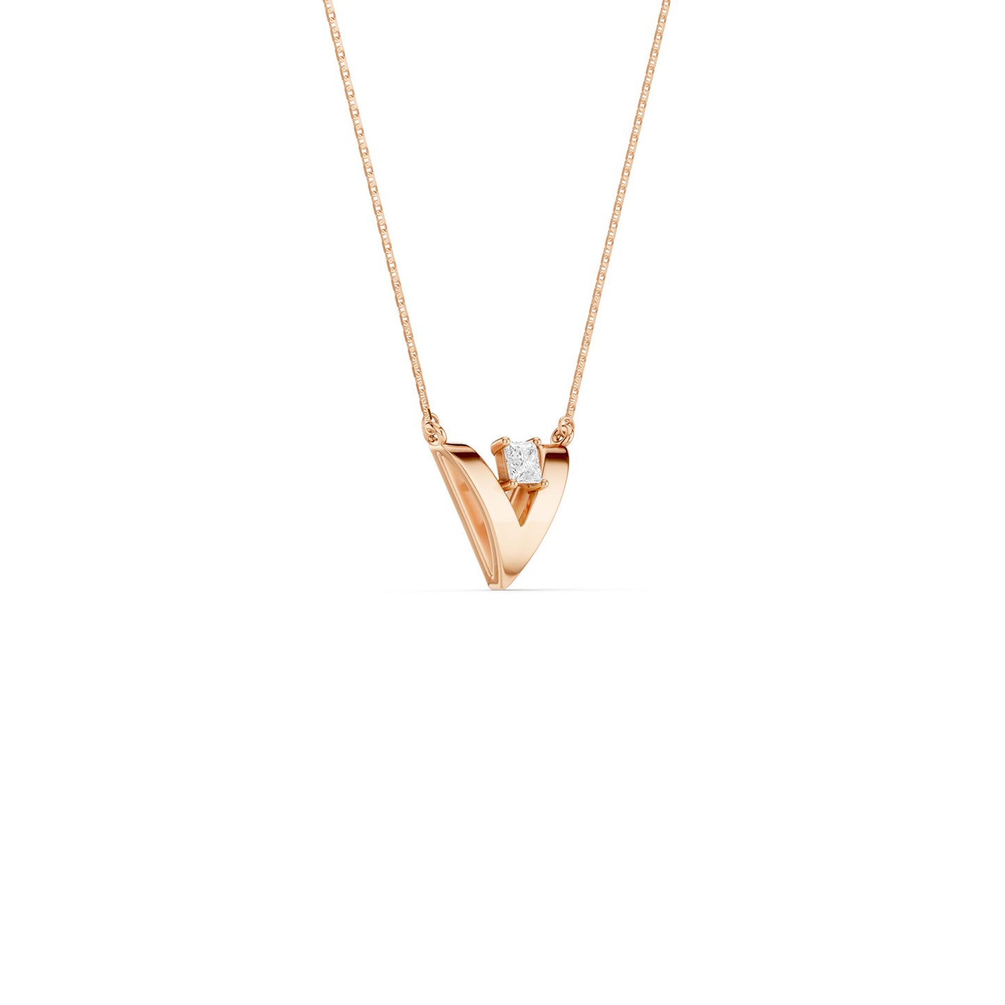 V-Shaped Round-Cut Pendant Necklace