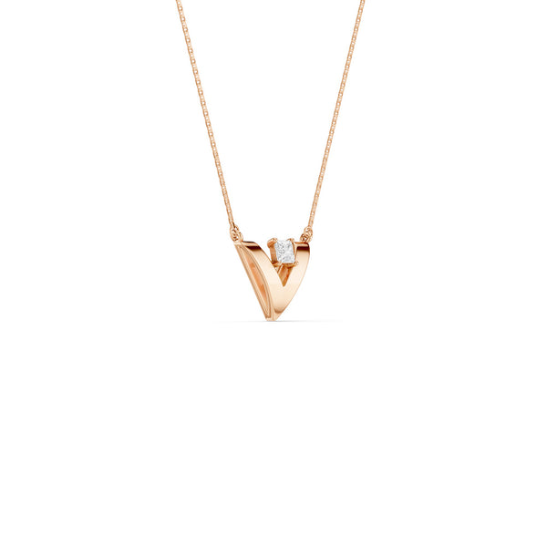 V-Shaped Round-Cut Pendant Necklace