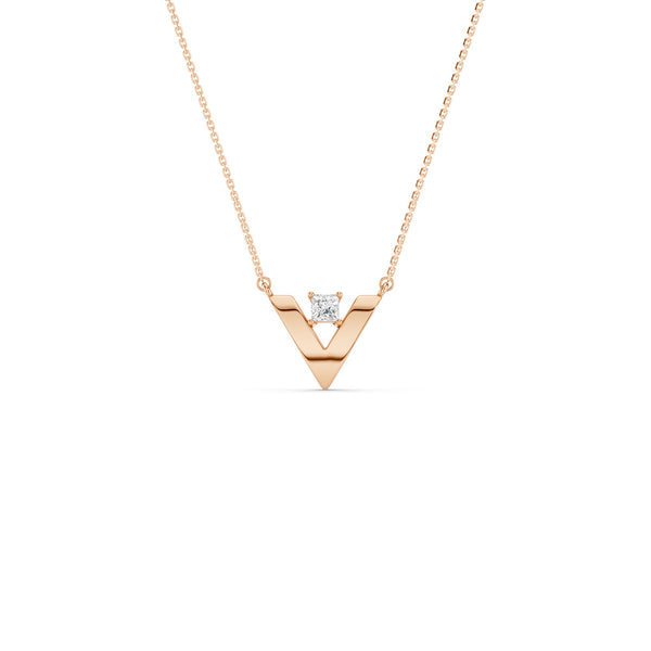 V-Shaped Round-Cut Pendant Necklace