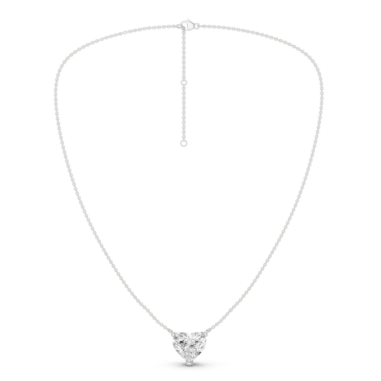 Solitaire Heart Pendant Necklace - Medium