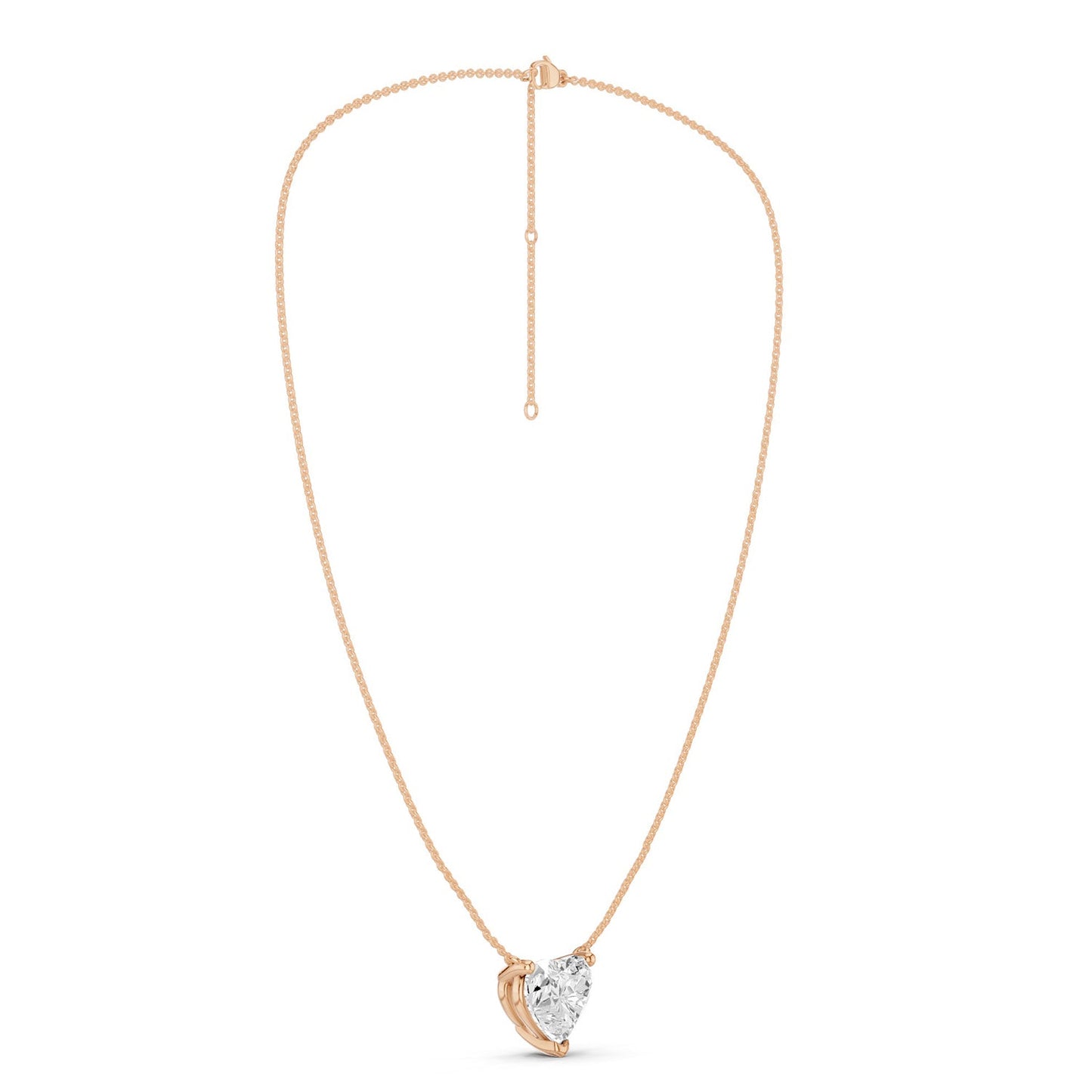 Solitaire Heart Pendant Necklace - Medium