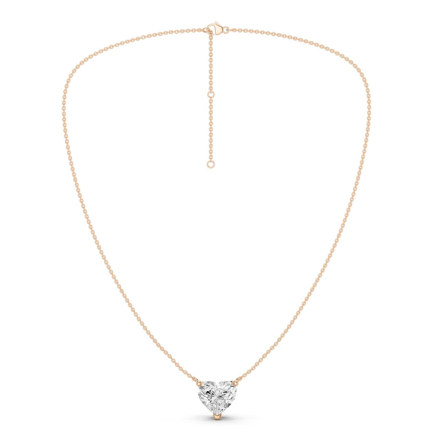Solitaire Heart Pendant Necklace - Medium