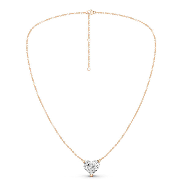 Solitaire Heart Pendant Necklace - Medium
