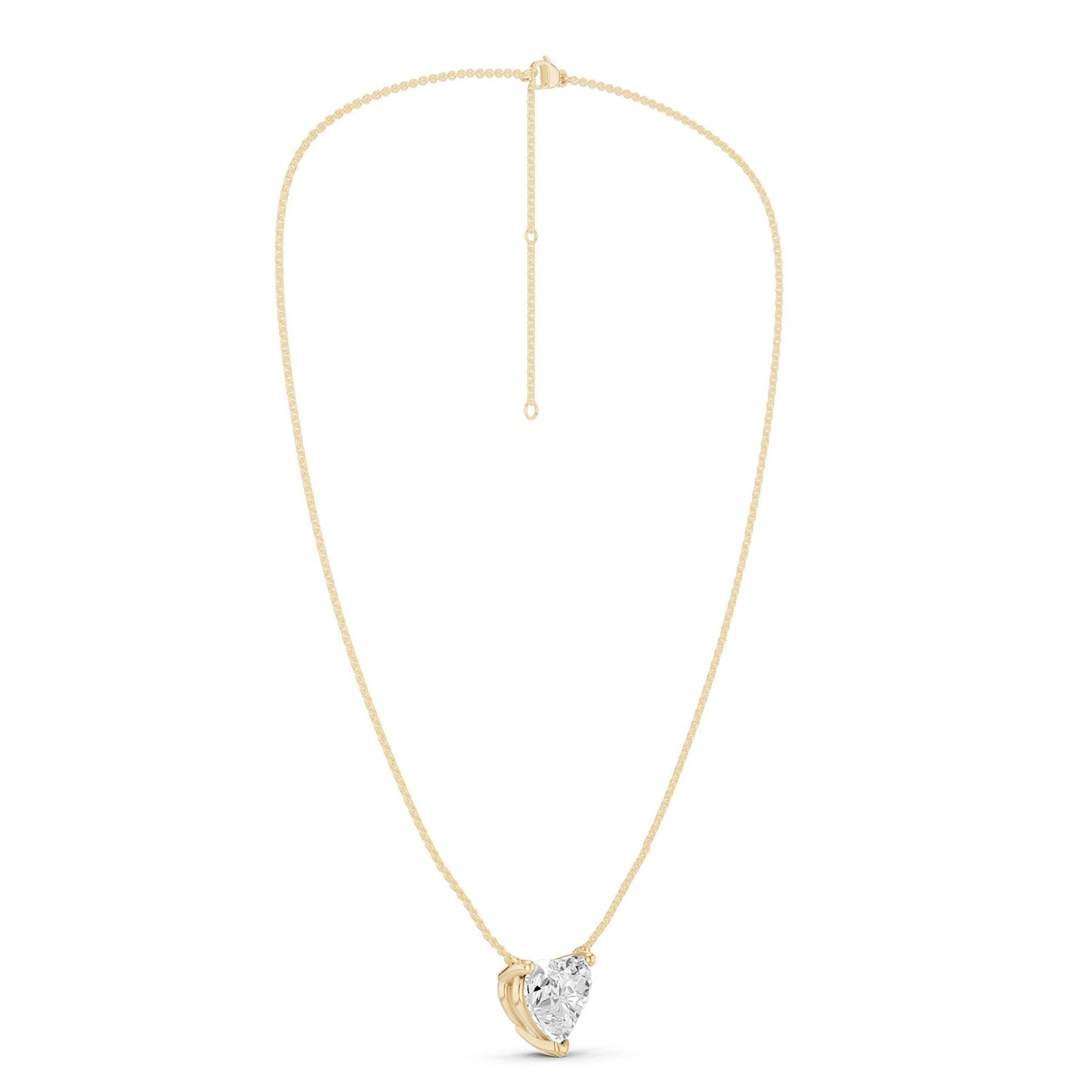 Solitaire Heart Pendant Necklace - Medium