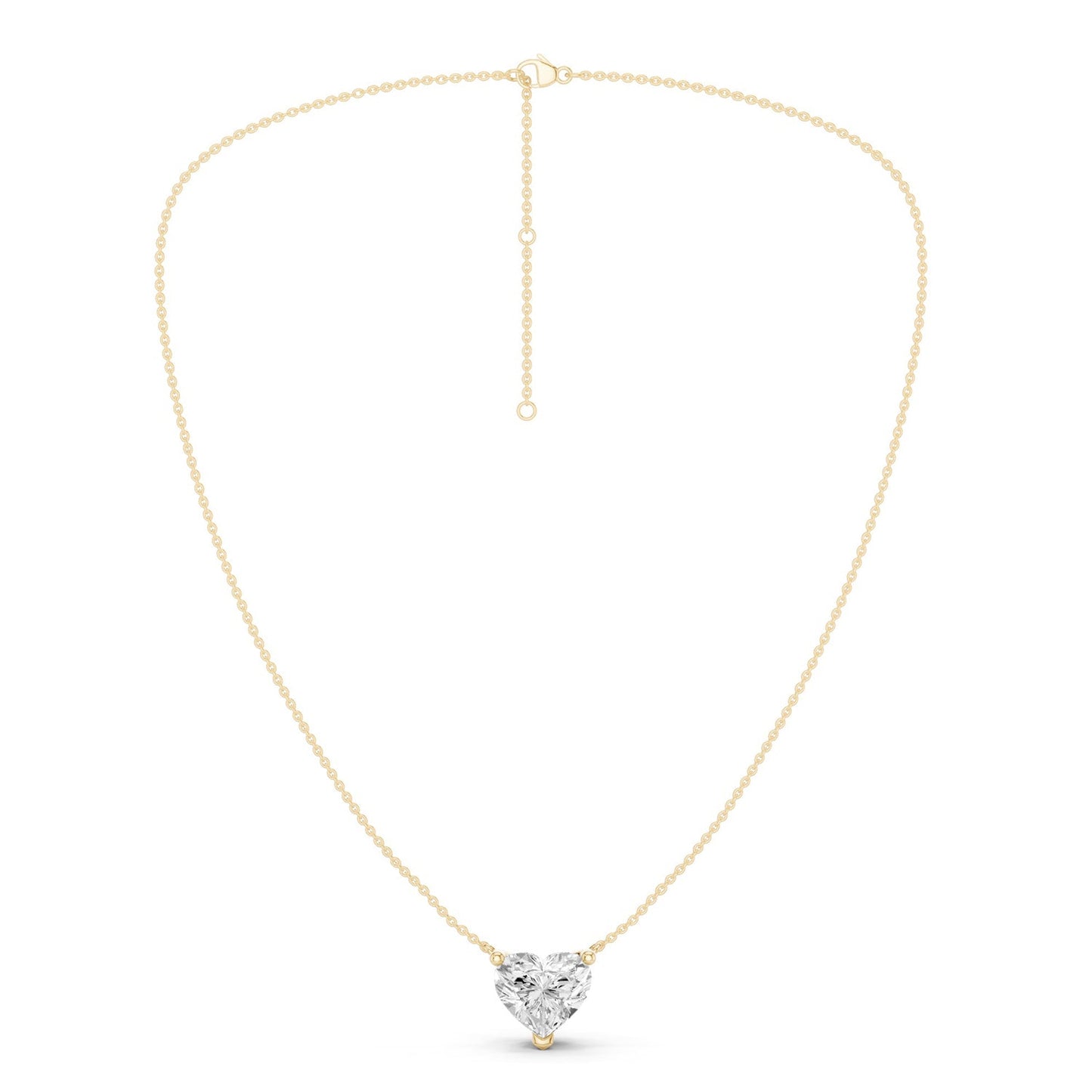 Solitaire Heart Pendant Necklace - Medium
