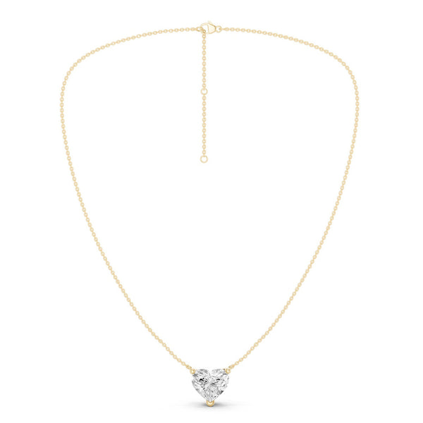 Solitaire Heart Pendant Necklace - Medium