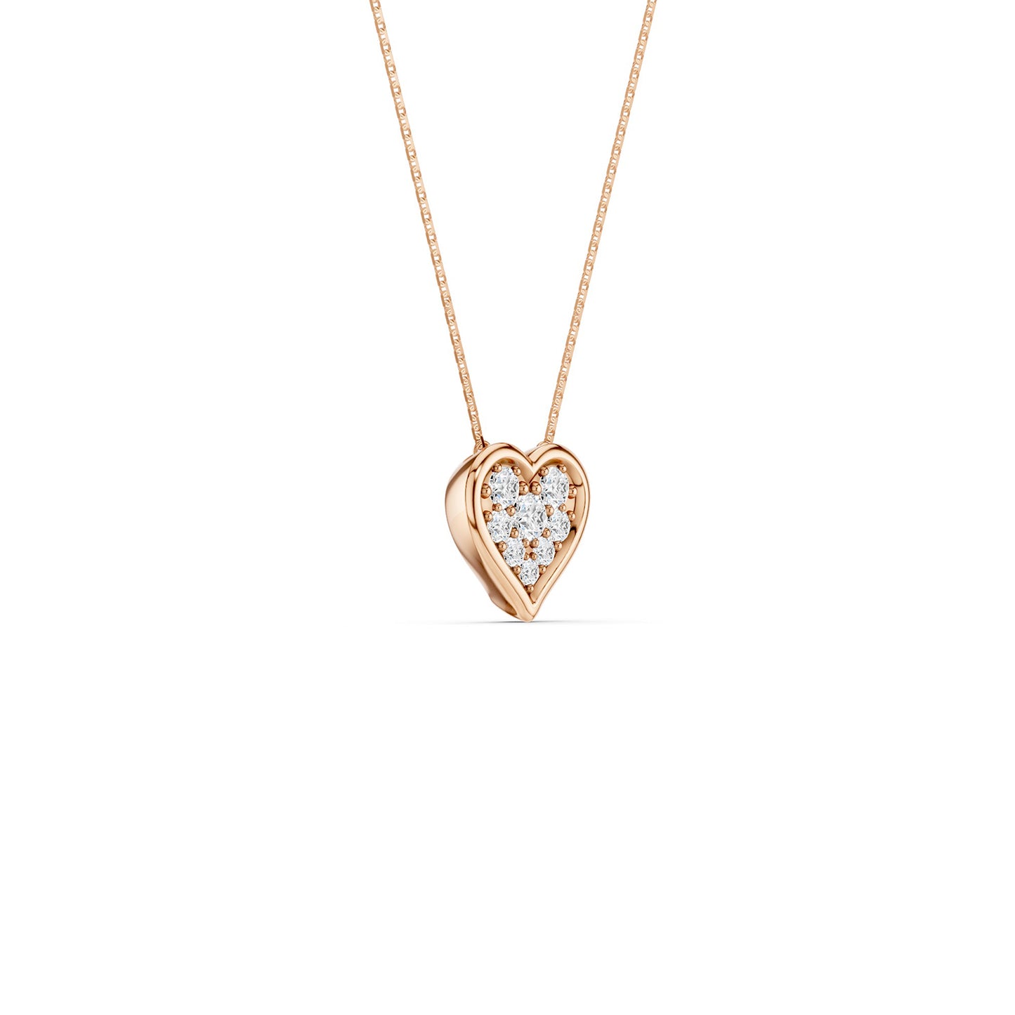 Bezel-Framed Heart Cluster Necklace