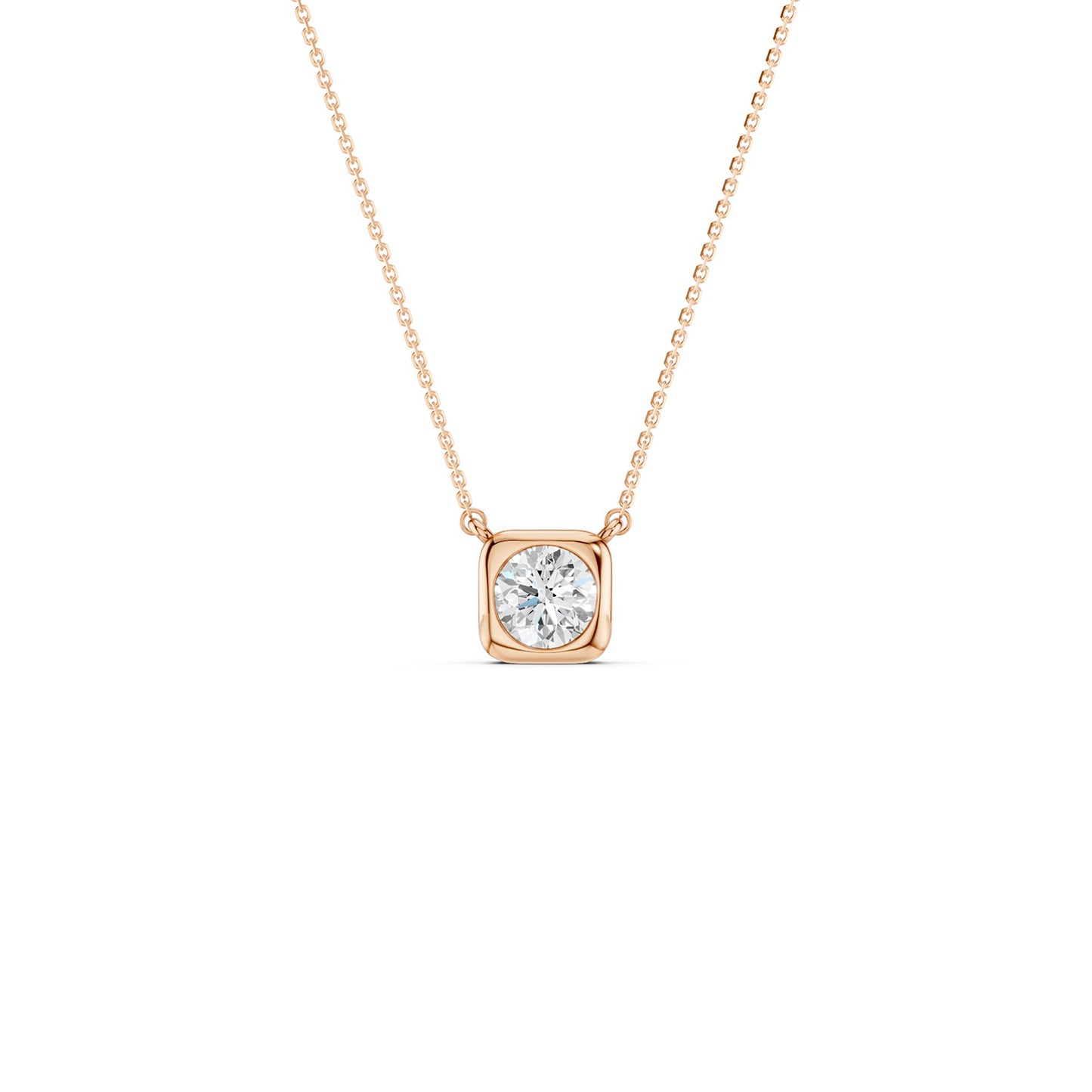 Cushion-Framed Round Solitaire Necklace