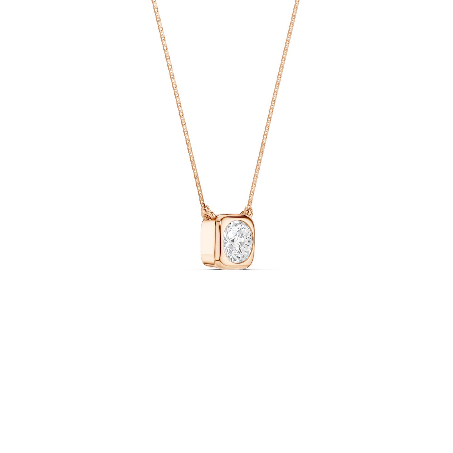 Cushion-Framed Round Solitaire Necklace