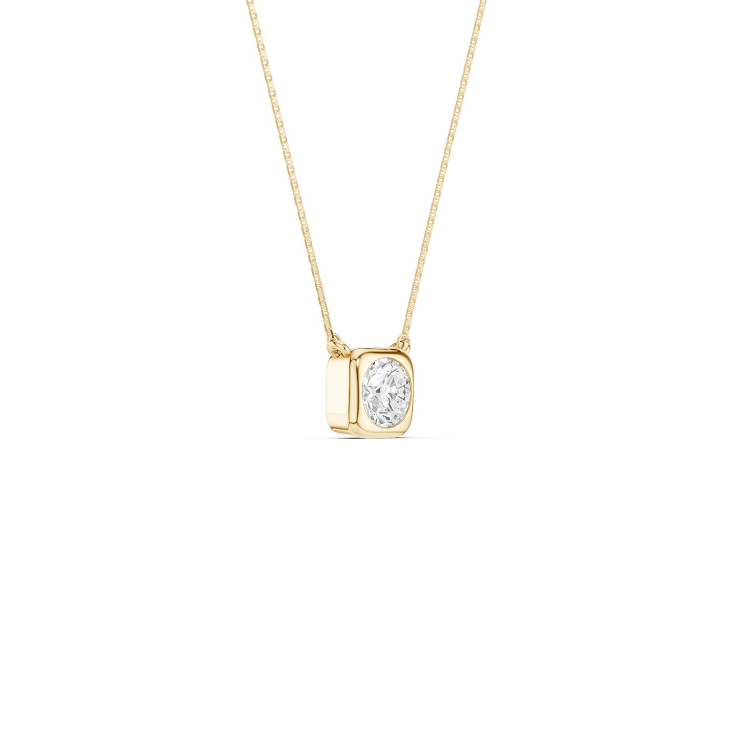 Cushion-Framed Round Solitaire Necklace
