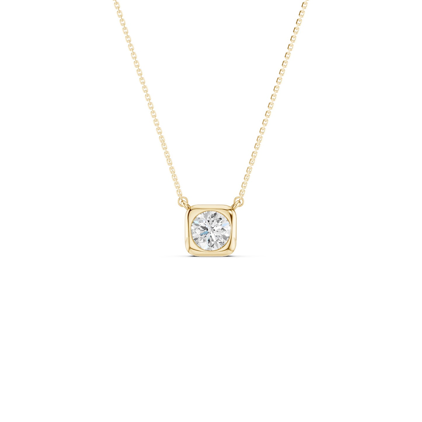 Cushion-Framed Round Solitaire Necklace