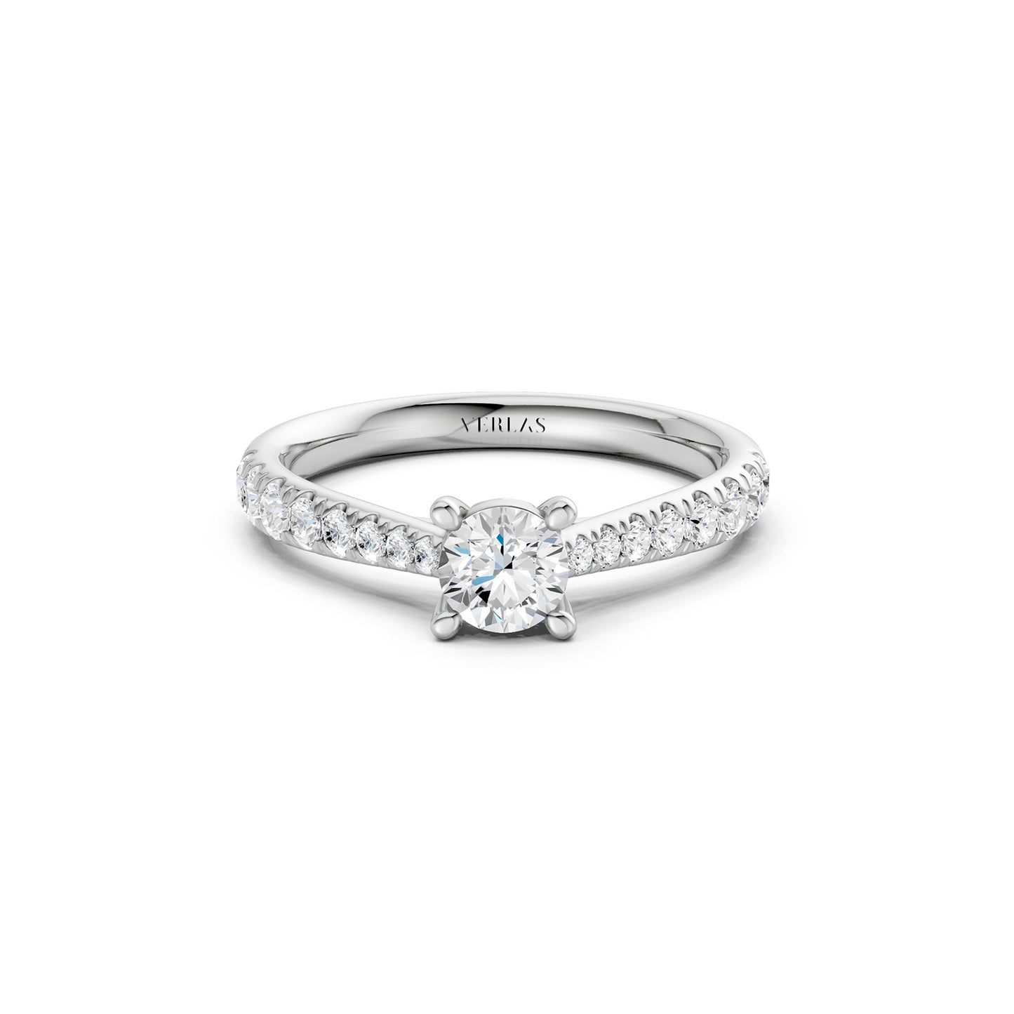 Tapering Round Solitaire Ring