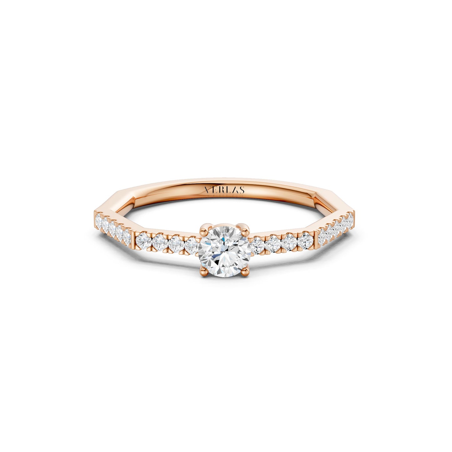 Octad Aura Solitaire Pavé Ring