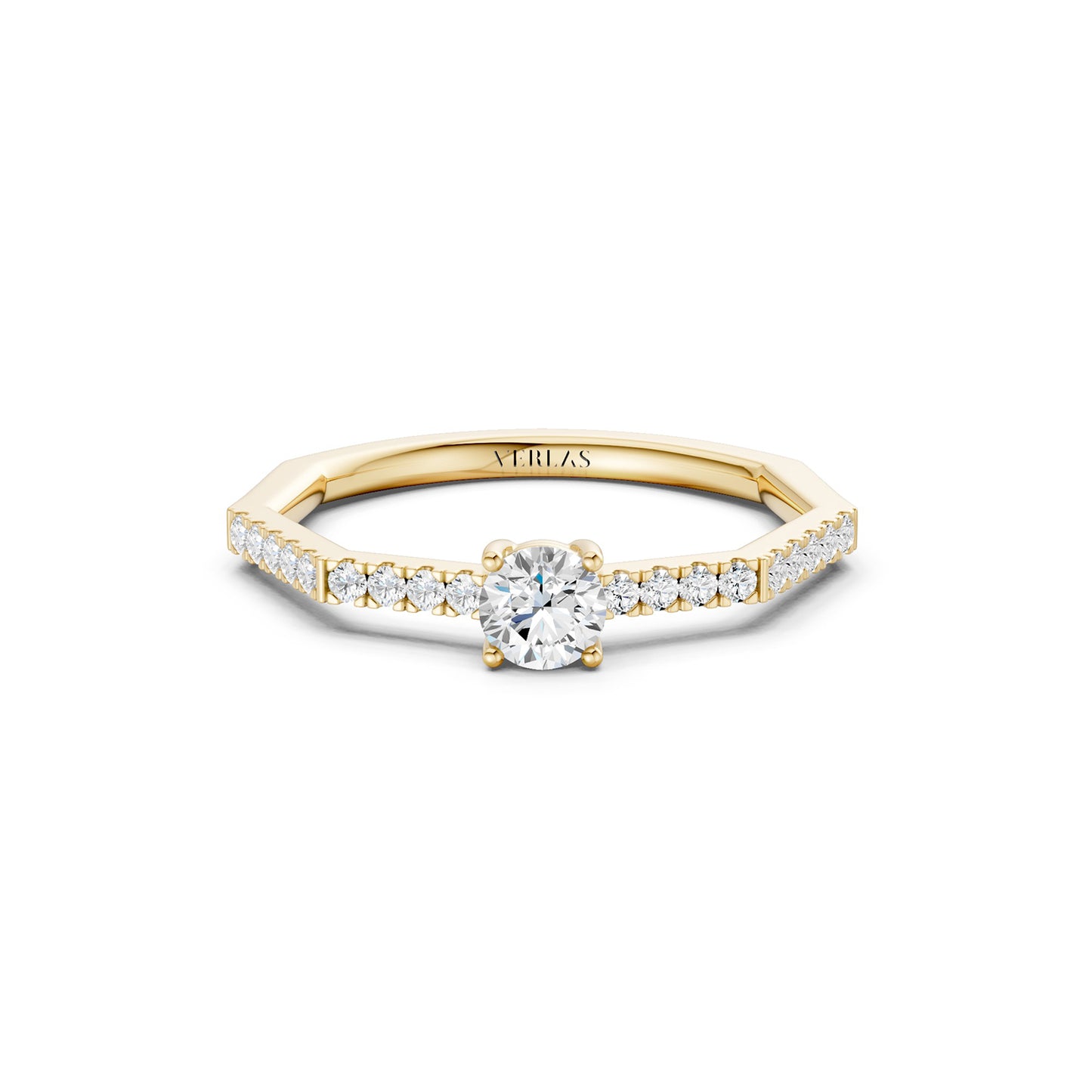 Octad Aura Solitaire Pavé Ring