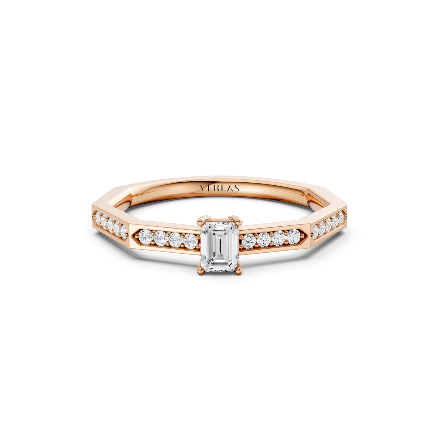 Octad Emerald Channel Set Ring