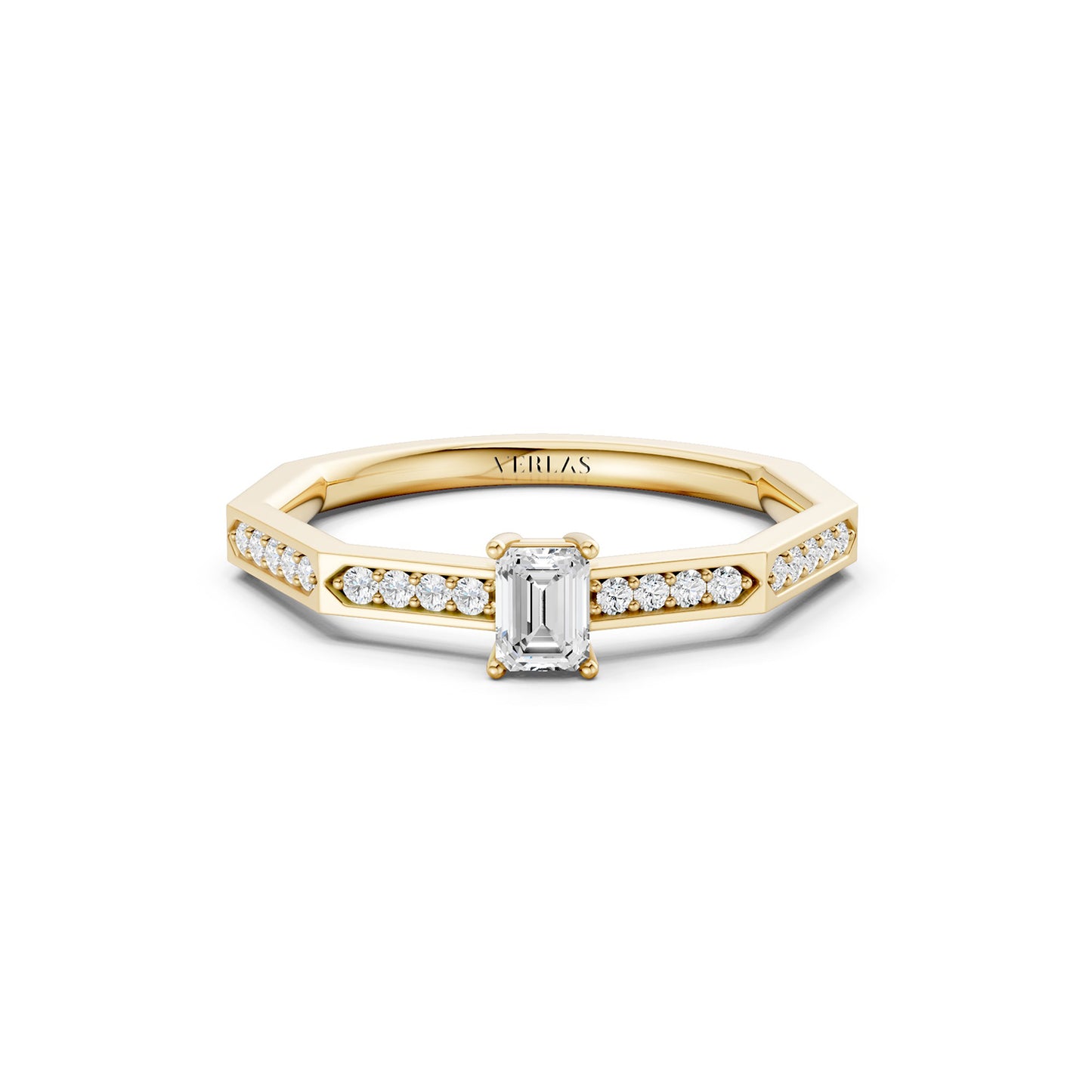 Octad Emerald Channel Set Ring