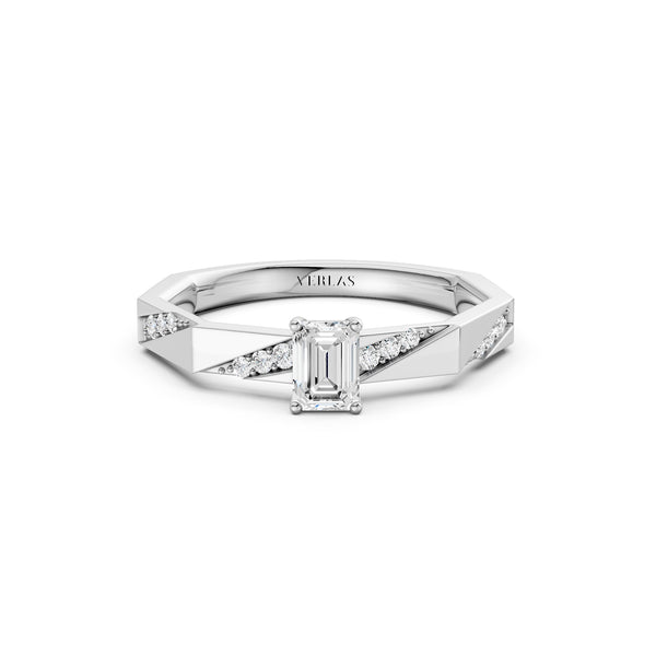 Octad Emerald Diagonal Pavé Ring