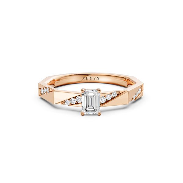 Octad Emerald Diagonal Pavé Ring