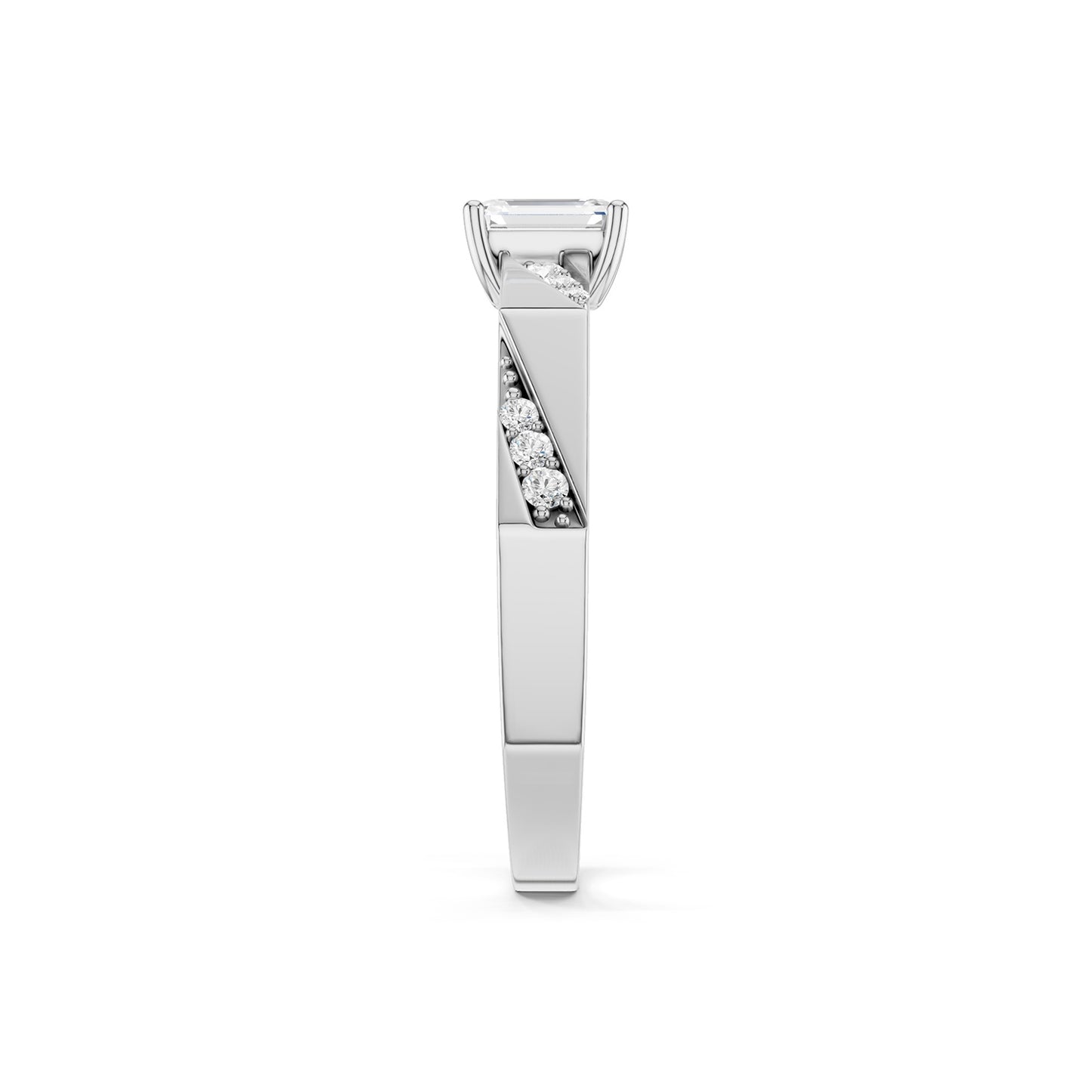 Octad Emerald Diagonal Pavé Ring