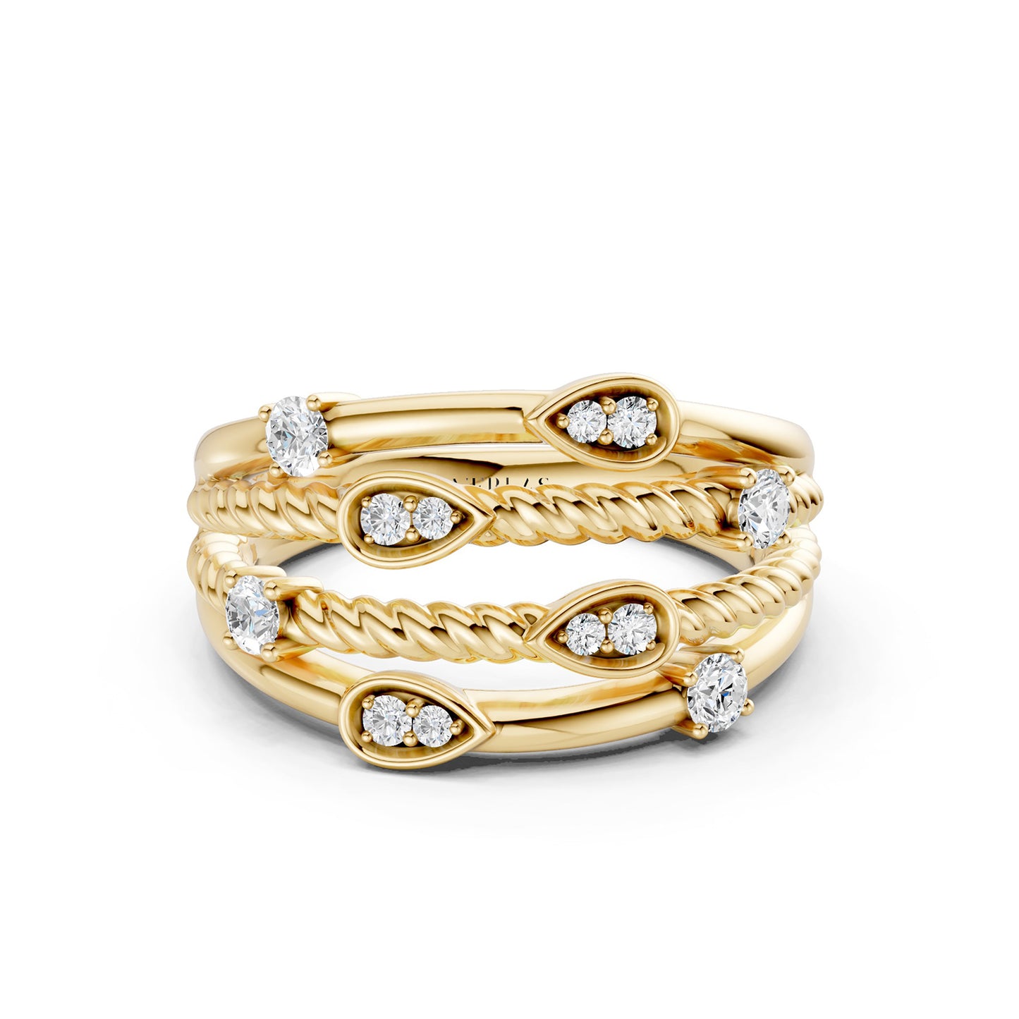Twisted Multi Row Diamond Ring