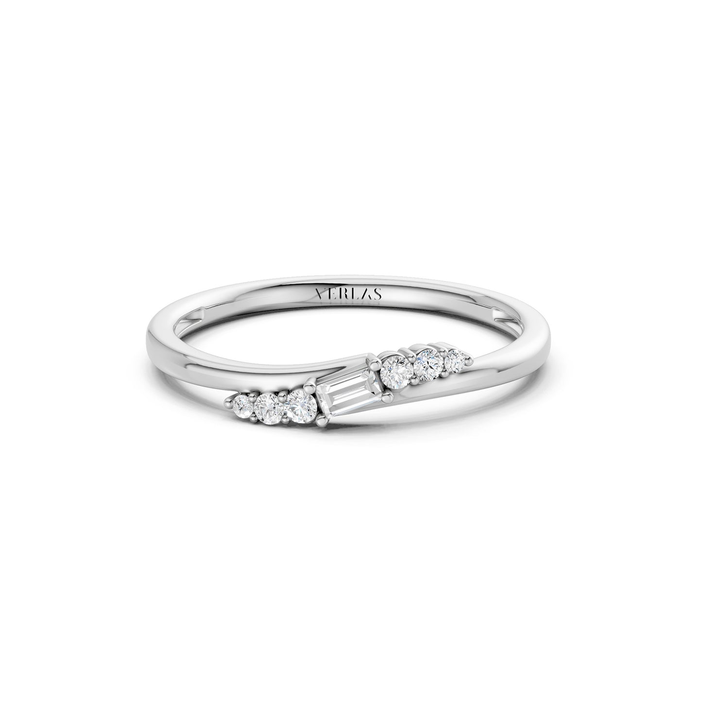 Asymmetrical Baguette & Round Cut Diamond Ring