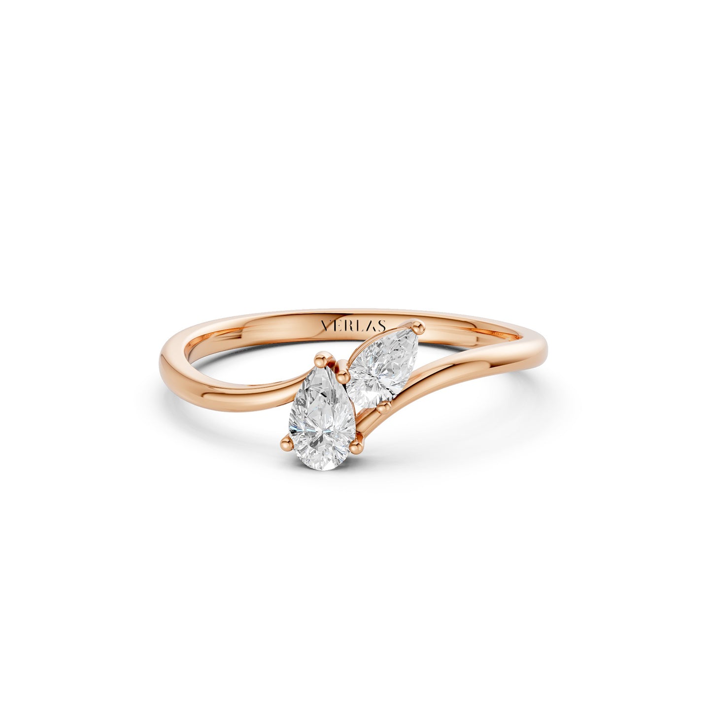 Curved Shank Duo Pear Ring