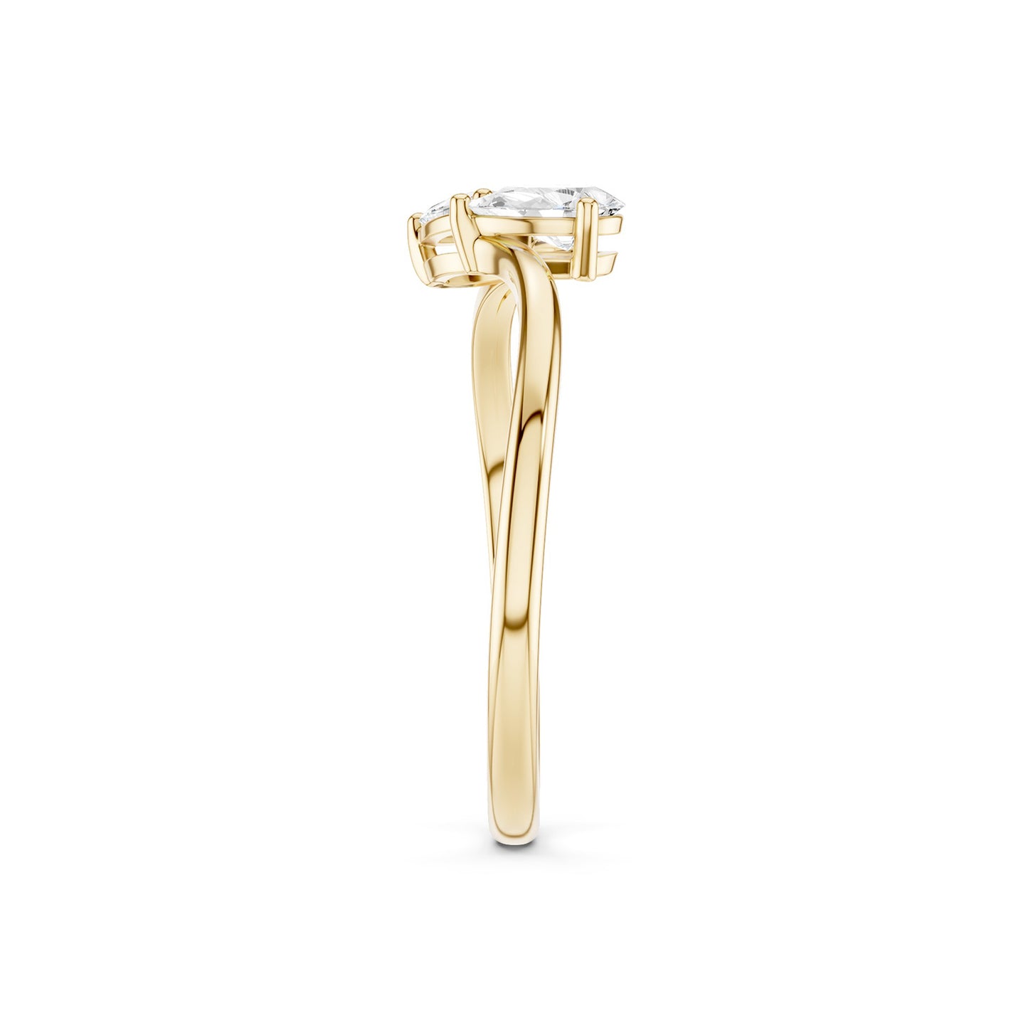 Curved Shank Duo Pear Ring