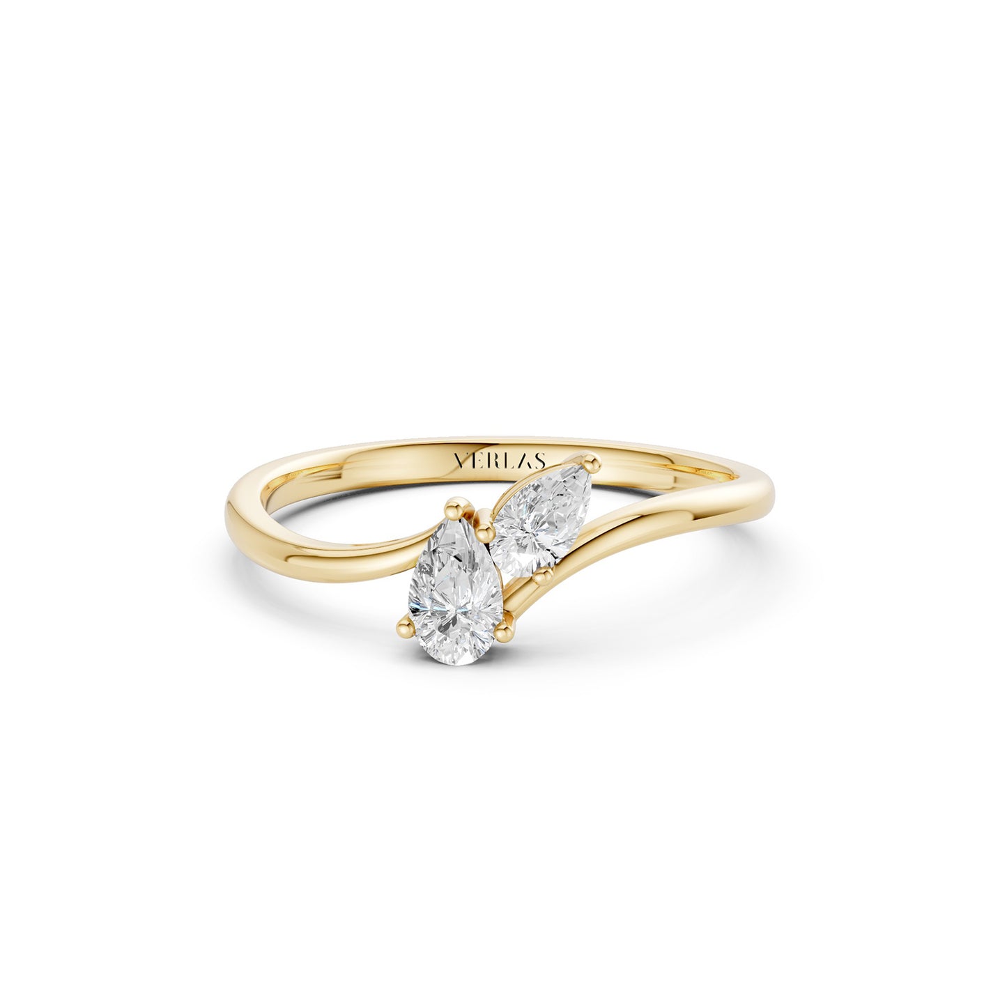 Curved Shank Duo Pear Ring