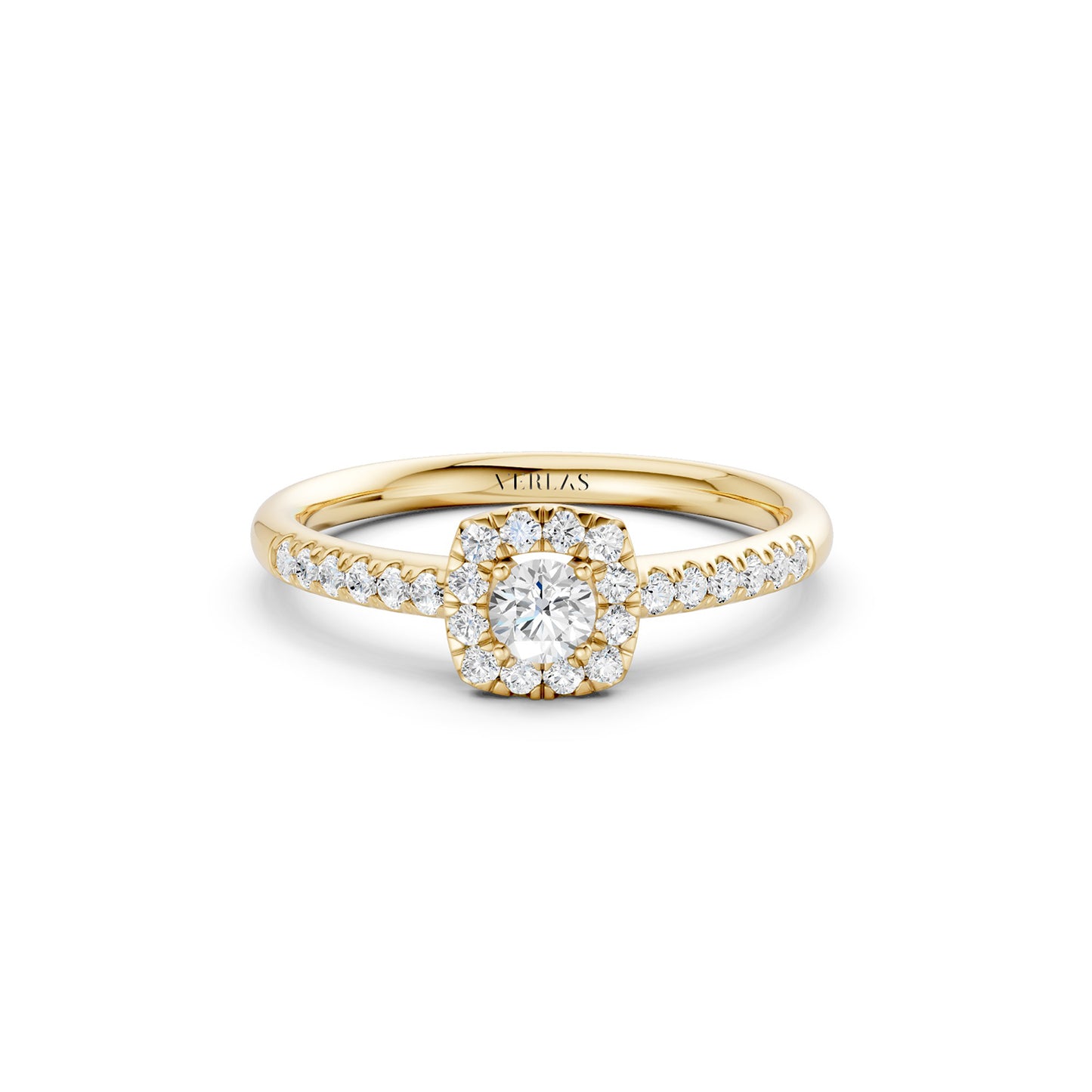 Round Center Princess Halo Ring