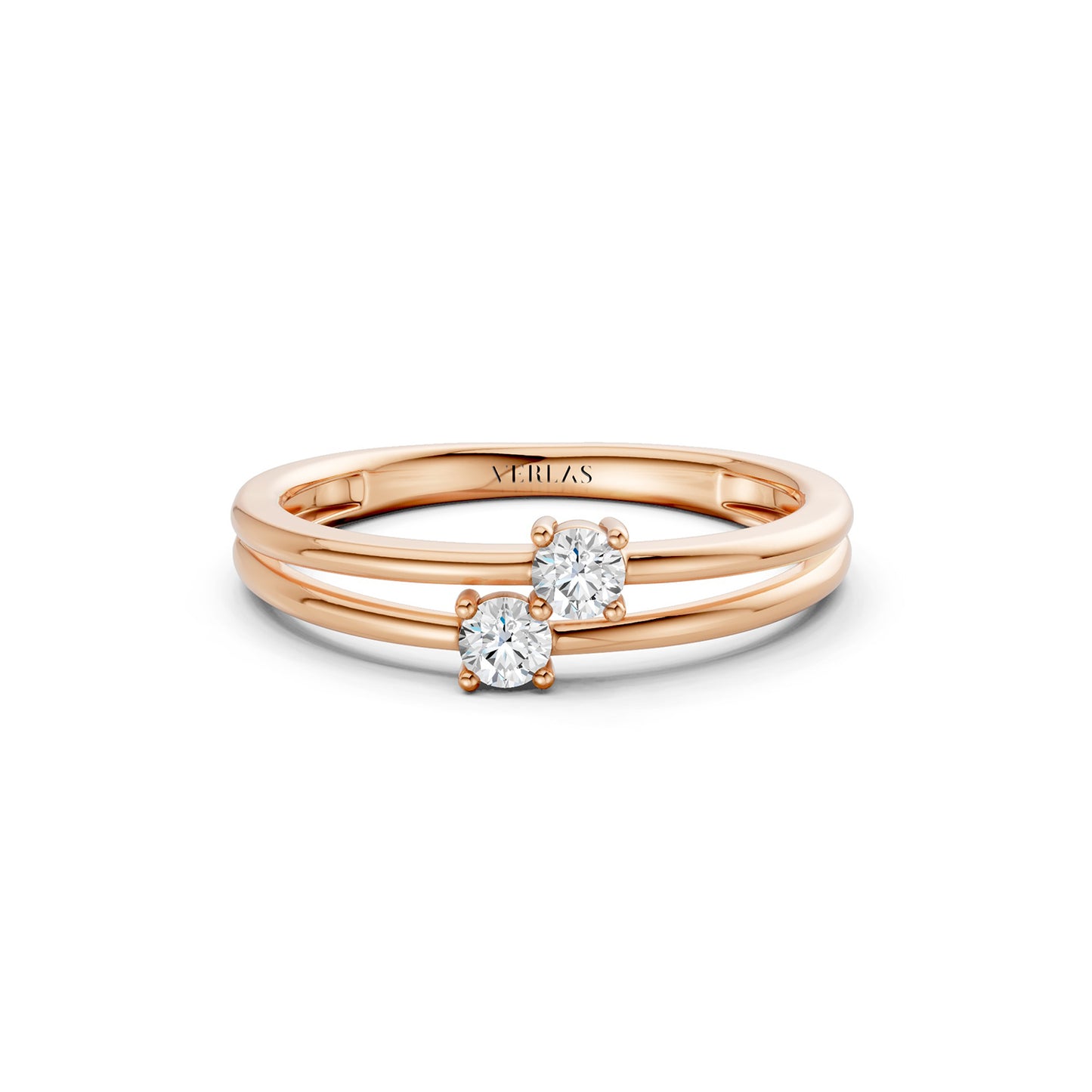 Split Shank Dual-Stone Ring
