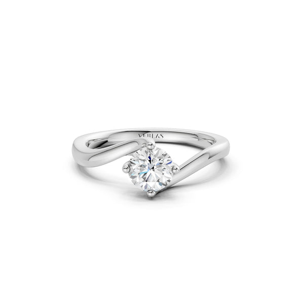 Four Prong Solitaire Twisted Band Ring